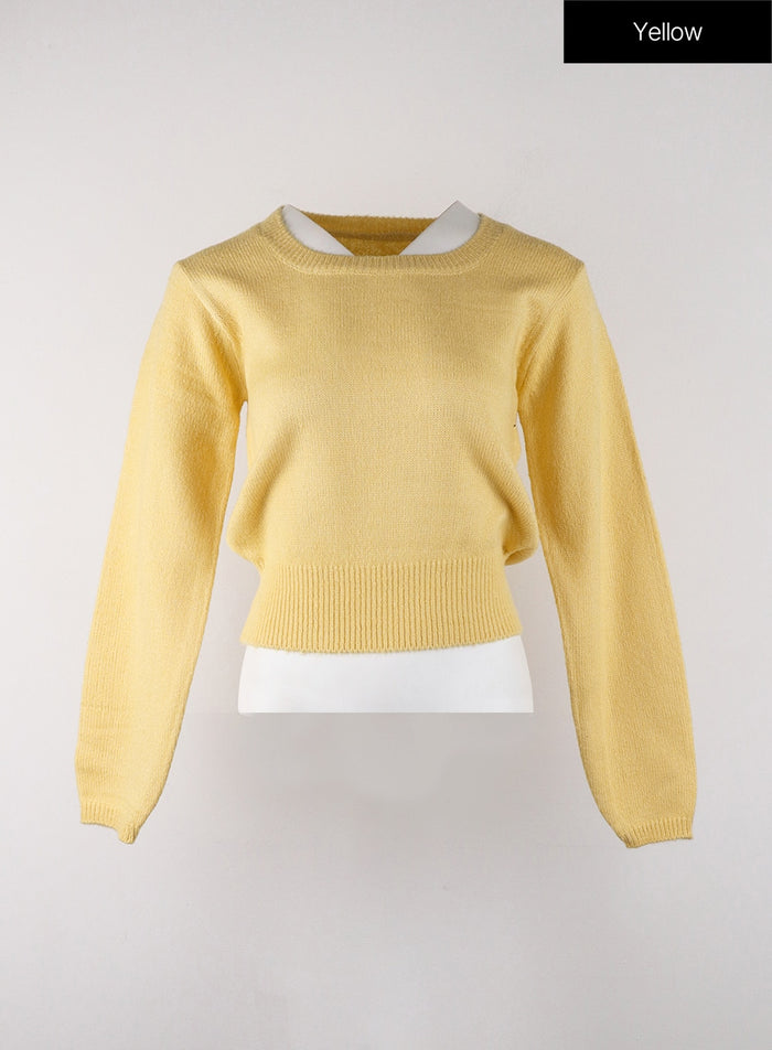 square-neck-knit-sweater-od329 / Yellow