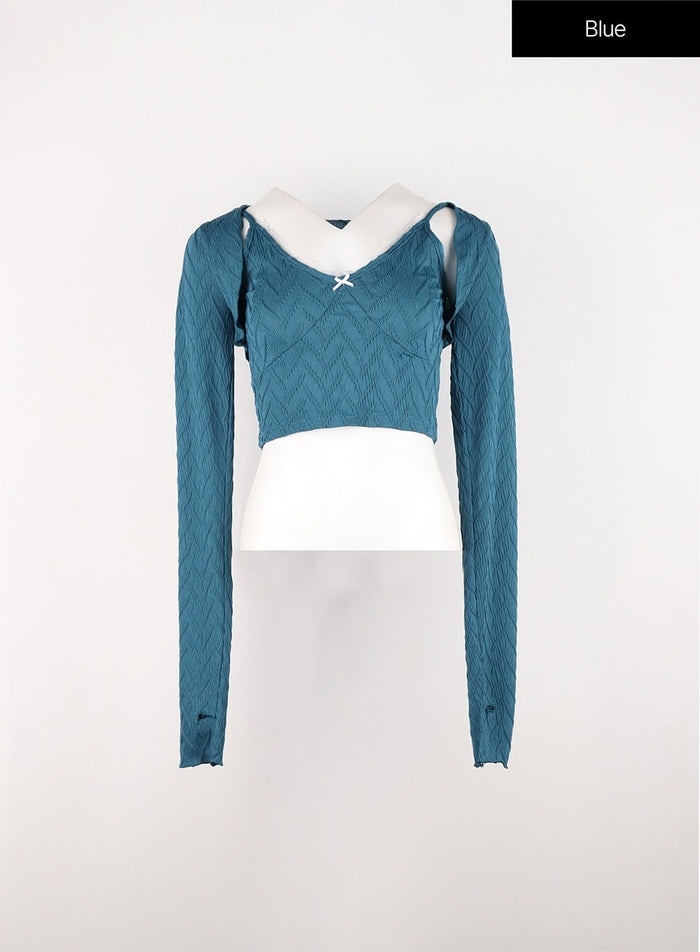 long-sleeve-cardigan-and-cami-set-in301 / Blue
