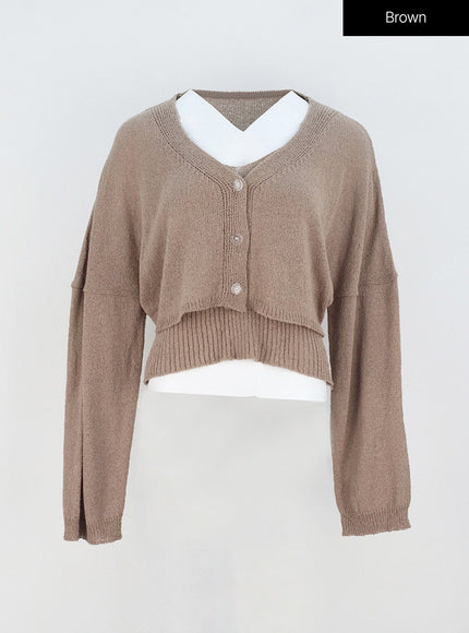 Mesh Top And Cardigan Set OY317