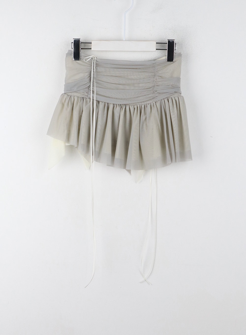 Fairy Ruffled Mesh Mini Skirt IJ402 Light gray S M