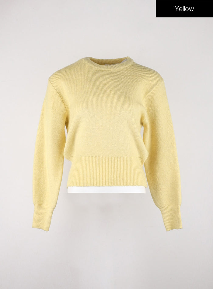 crew-neck-knit-sweater-od327 / Yellow