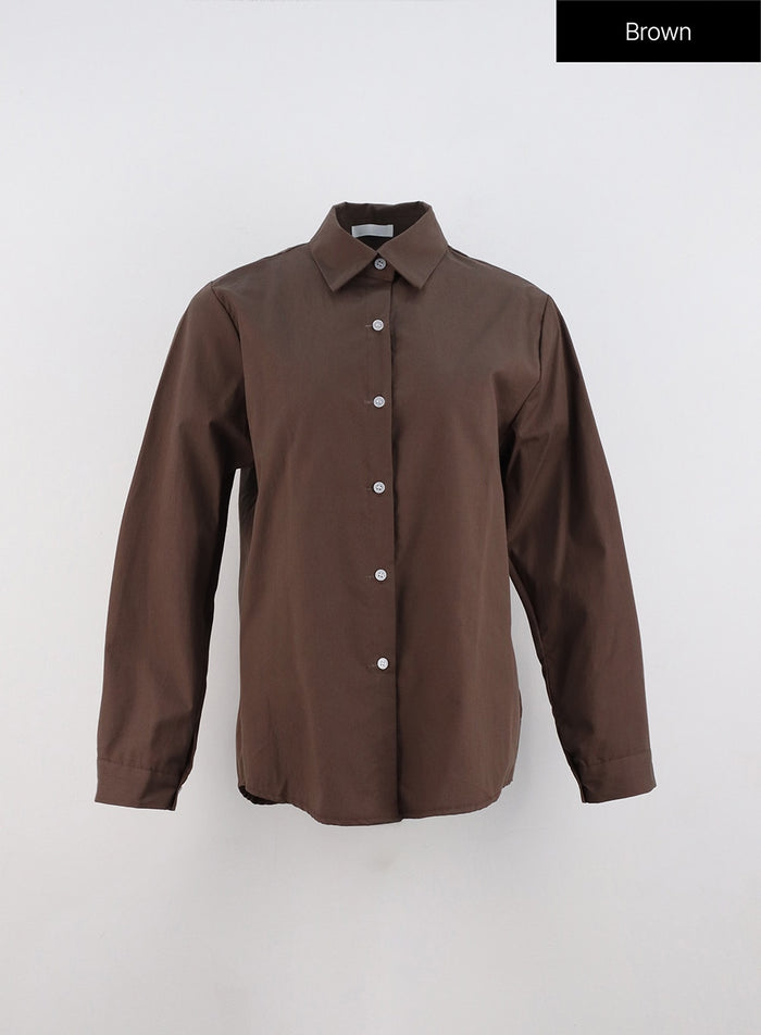 standard-fit-collared-shirt-in323 / Brown