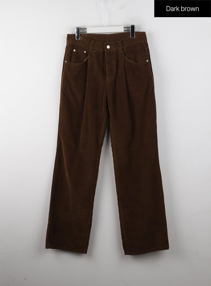 corduroy-pintuck-wide-pants-ij403 / Dark brown