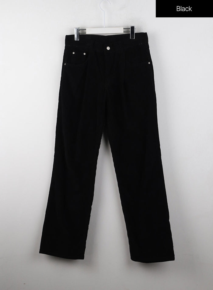 corduroy-pintuck-wide-pants-ij403 / Black
