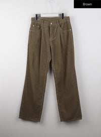 corduroy-pintuck-wide-pants-ij403 / Brown