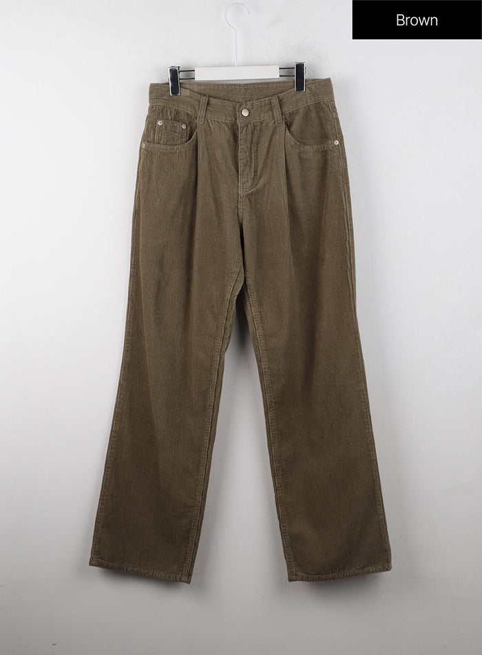corduroy-pintuck-wide-pants-ij403 / Brown