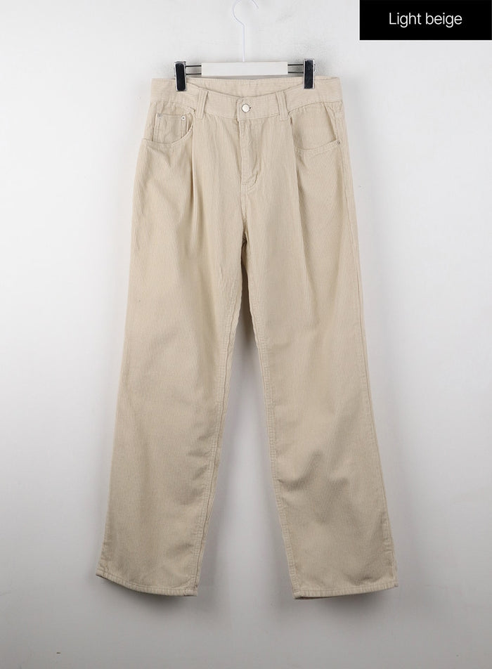 corduroy-pintuck-wide-pants-ij403 / Light beige