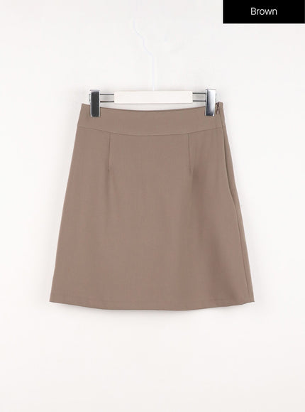 solid-mini-skirt-in301 / Brown