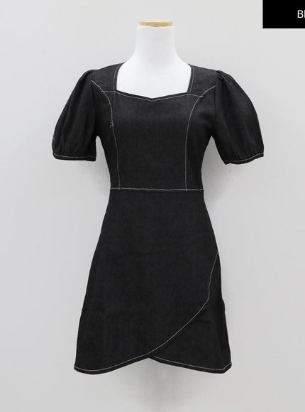 Puff Sleeve Denim Mini Dress CM12