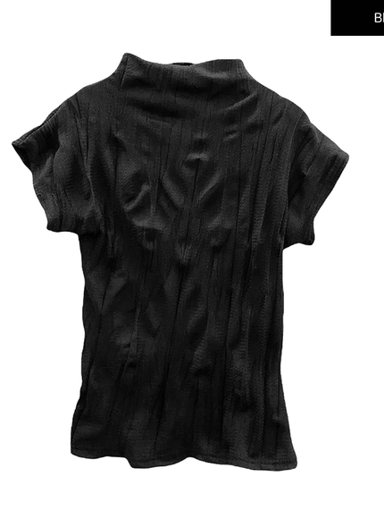 Wrinkle Short Sleeve Turtleneck Top