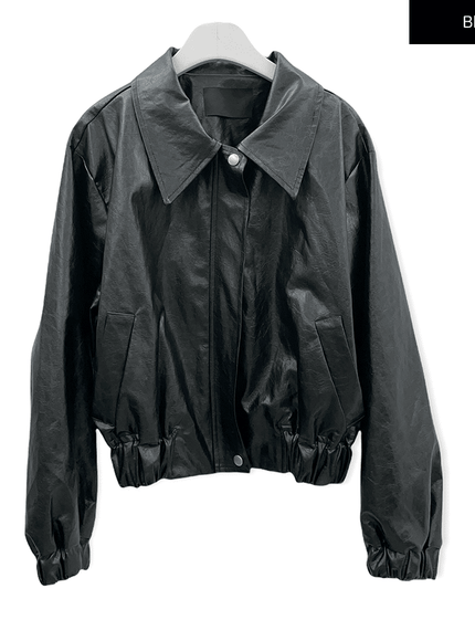 Faux Leather Crop Jacket J19