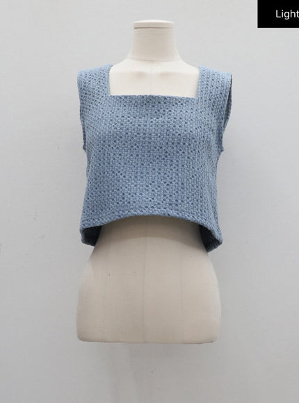 Sqaure Neck Cropped Denim Tank Top CA26