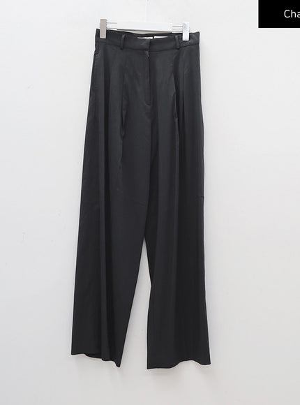 Wide Leg Tailored Pintuck Trousers CM3