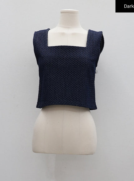Sqaure Neck Cropped Denim Tank Top CA26