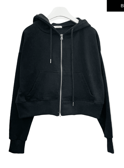 Two Way Cropped Hoodie Zip Up C2601