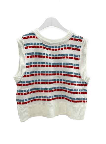 Pattern Cropped Knit Vest C1002