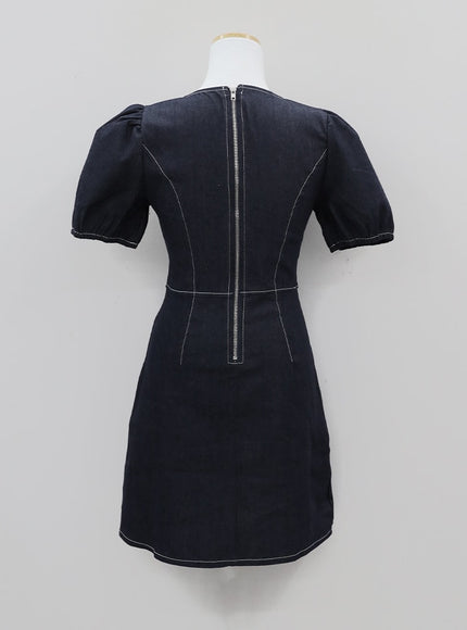 Puff Sleeve Denim Mini Dress CM12