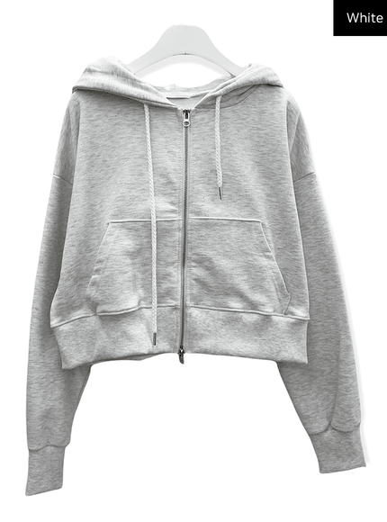 Two Way Cropped Hoodie Zip Up C2601