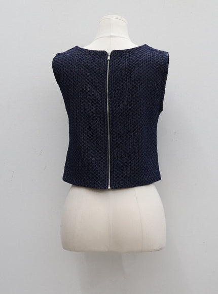 Sqaure Neck Cropped Denim Tank Top CA26