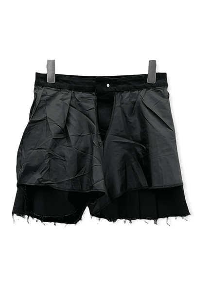 Pleated Hem Denim Skirt