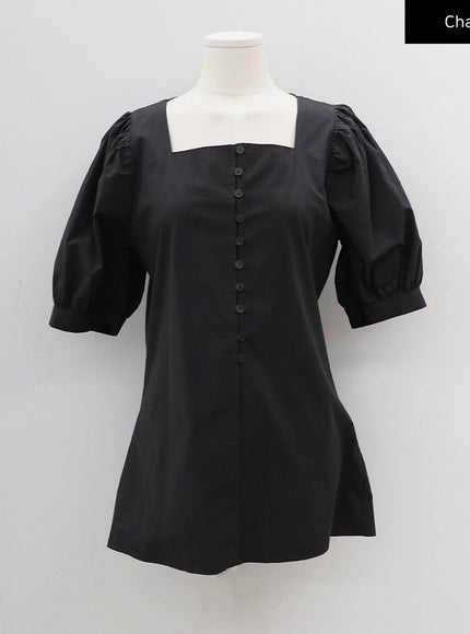 Square Neck Short Sleeve Blouse CY27