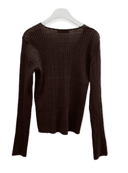 V Neck Cable Knit Top C2701