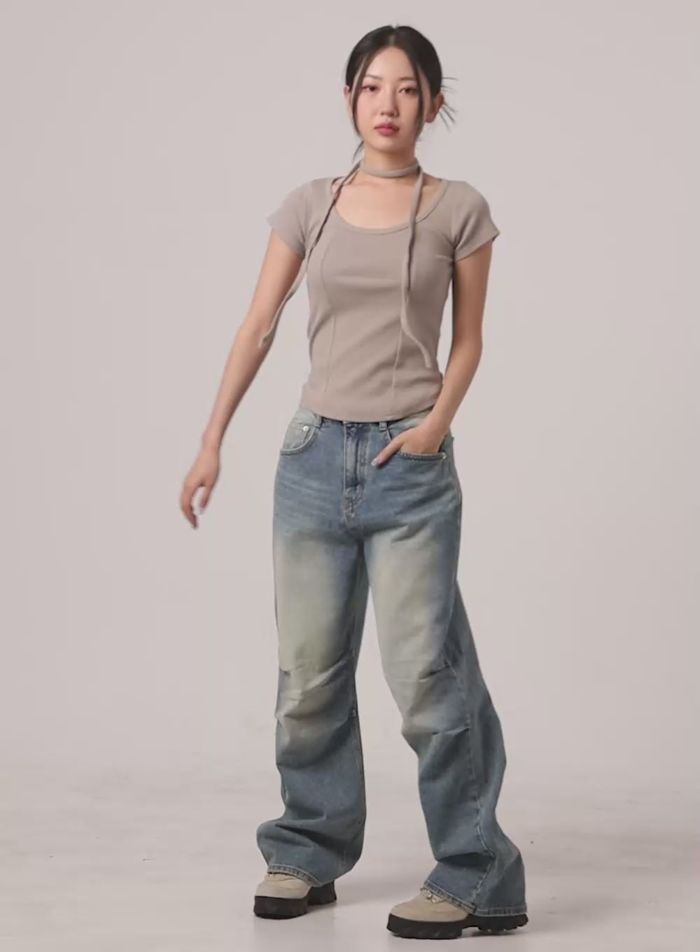 Slim Fit U Neck Top CY423