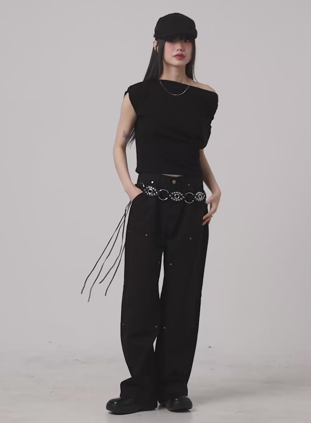 Shirred One-Shoulder Top CA419