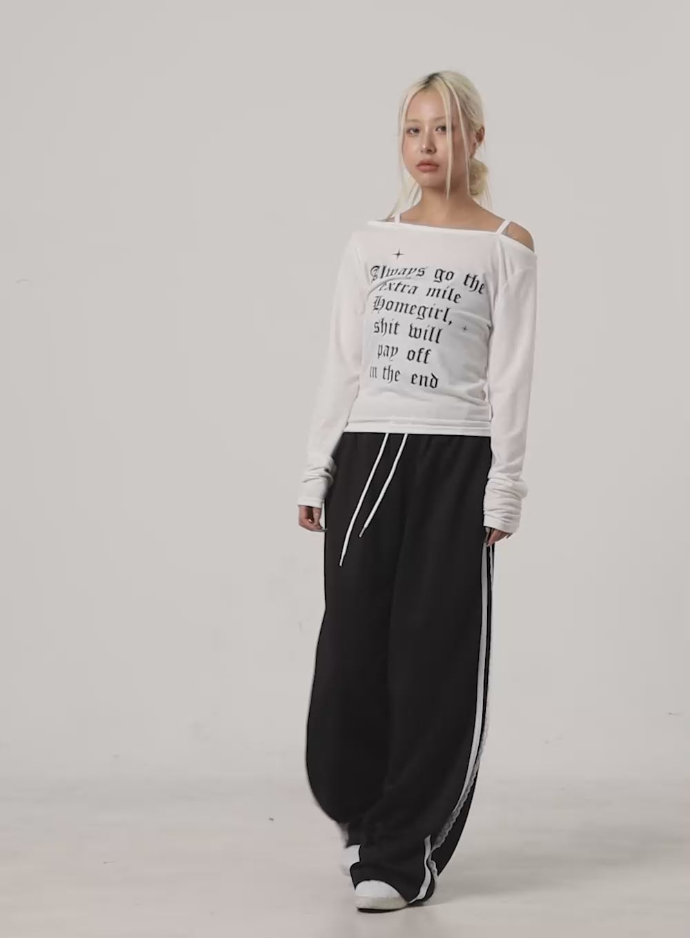Chic Off Shoulder Letter Print Top  CO415