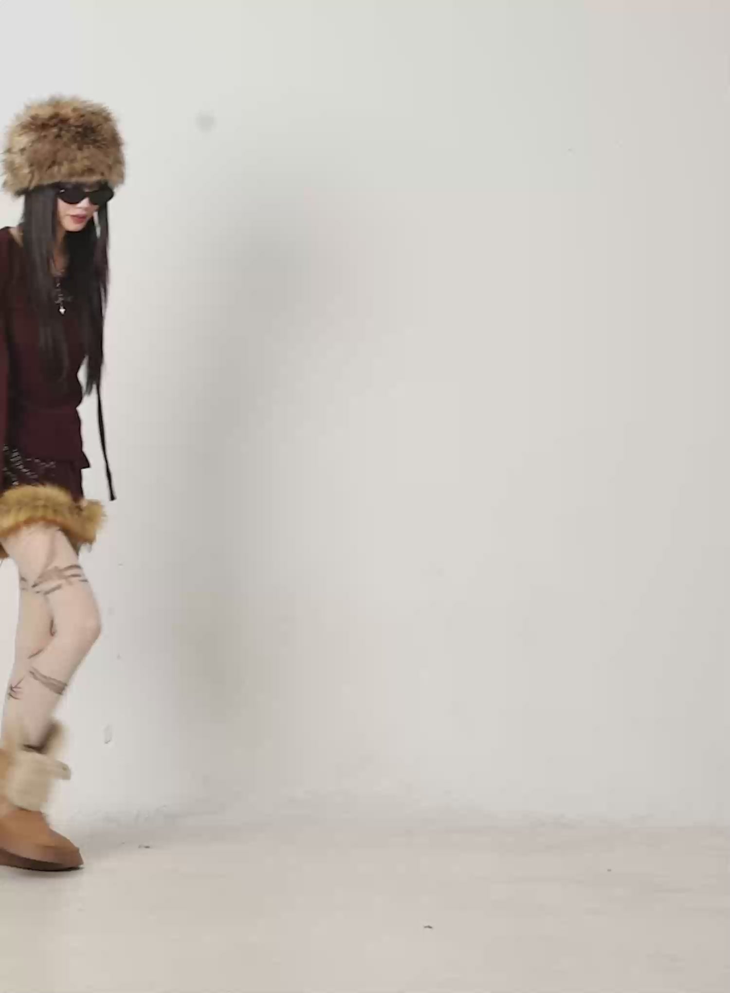 Faux Fur Trim Mini Skirt CD518