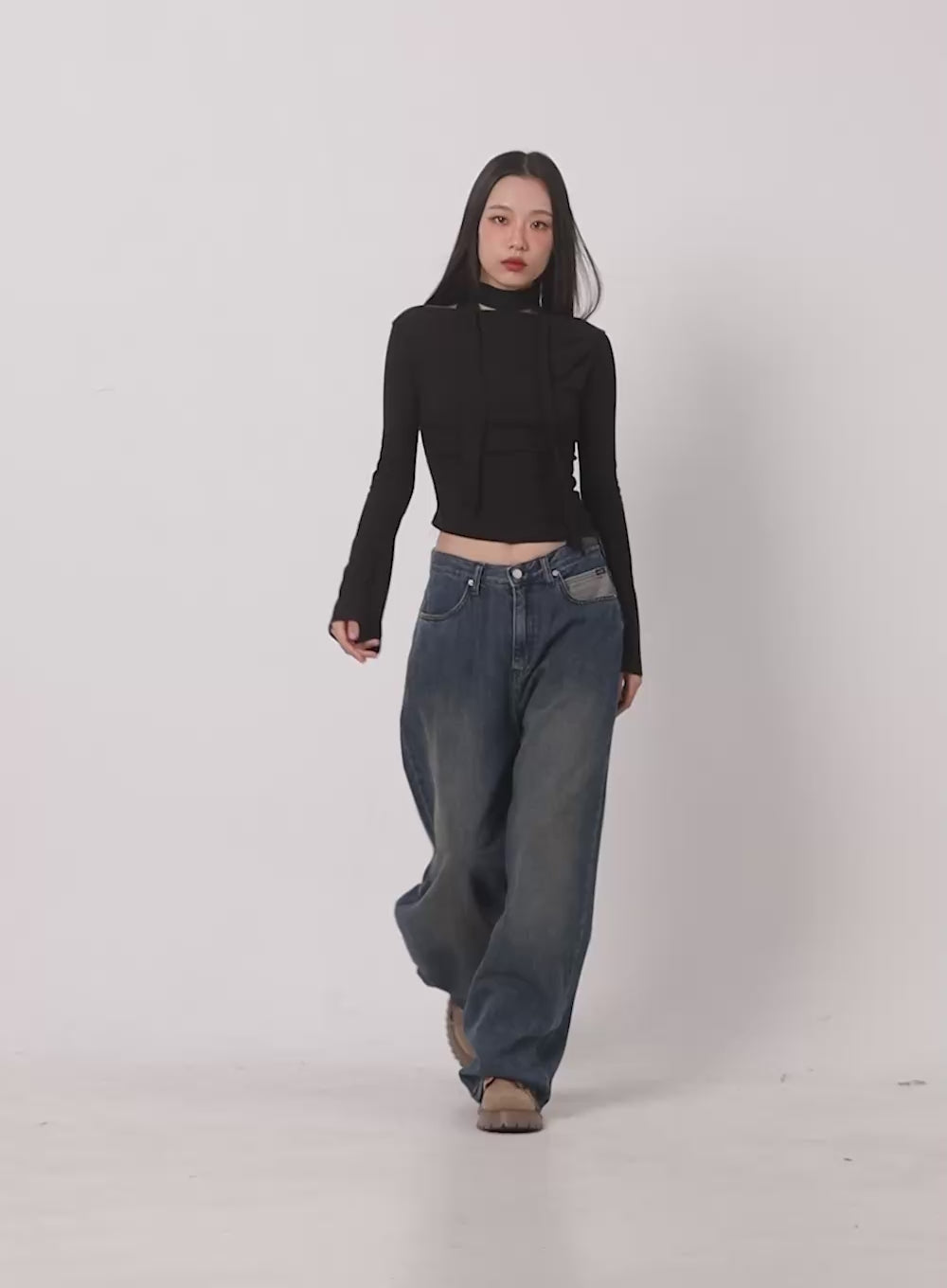 Clara Oversize Cotton Denim Baggy Pants CD409