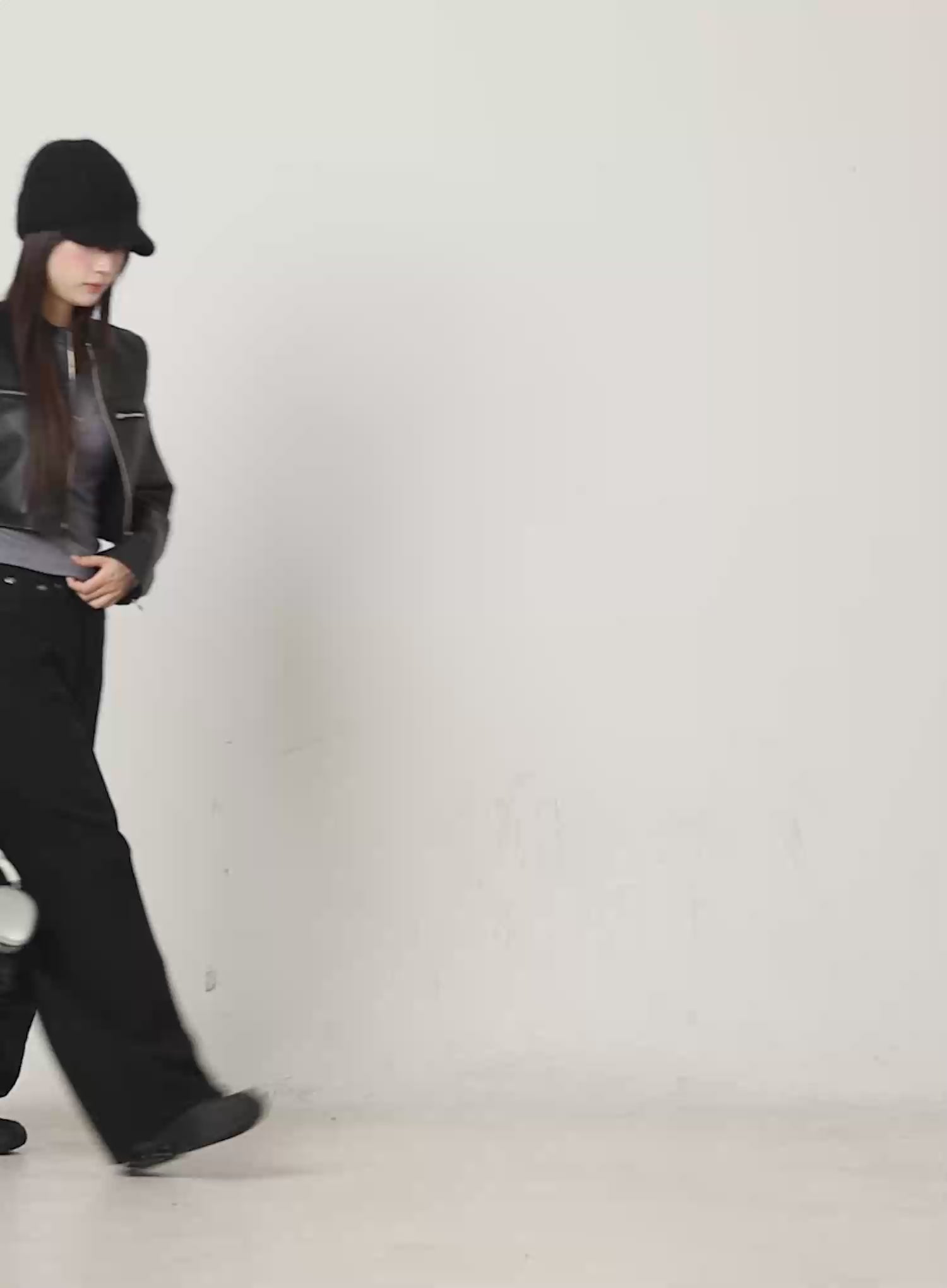 Cropped Faux Leather Rider Jacket CN525