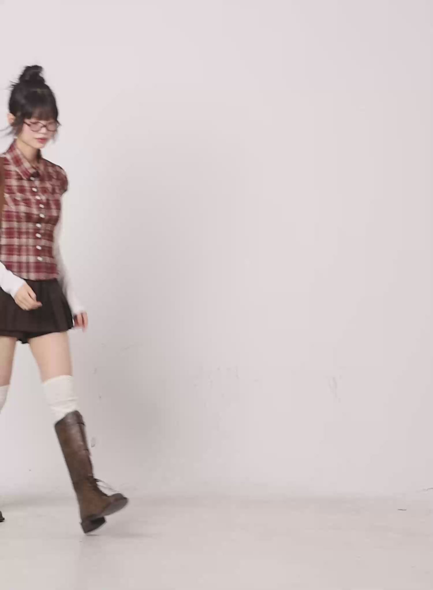 Side Button Pleated Mini Skort CG519