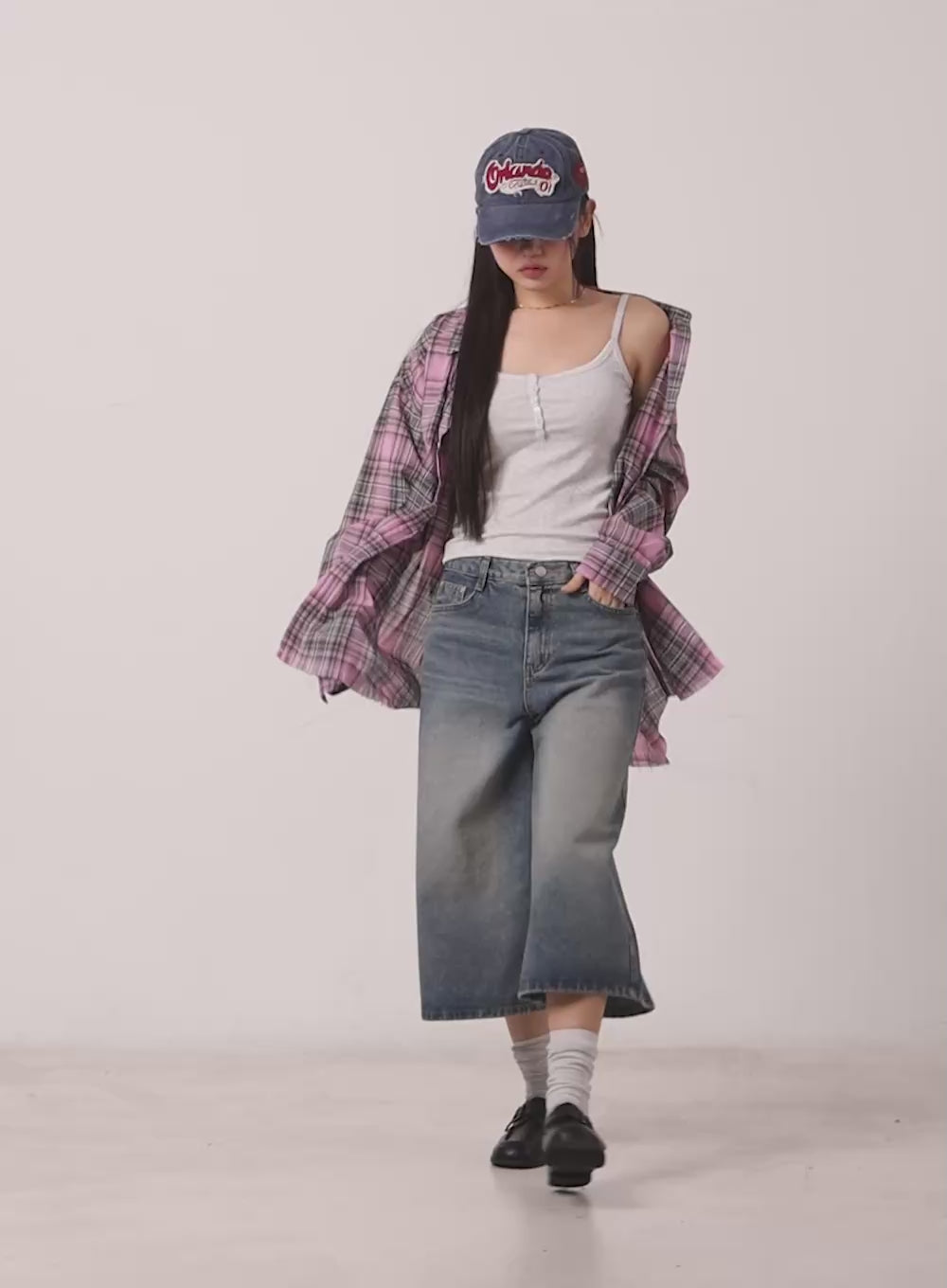 Washed Wide-Leg Denim Jorts CM528