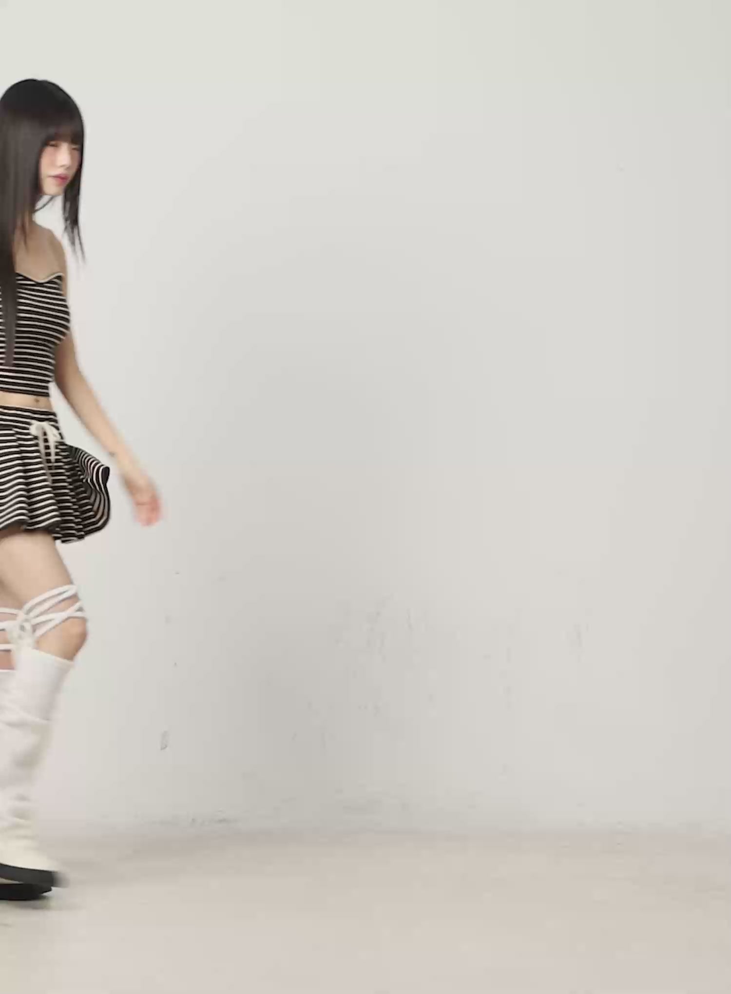 Striped Fleece Lined Mini Skirt CN520