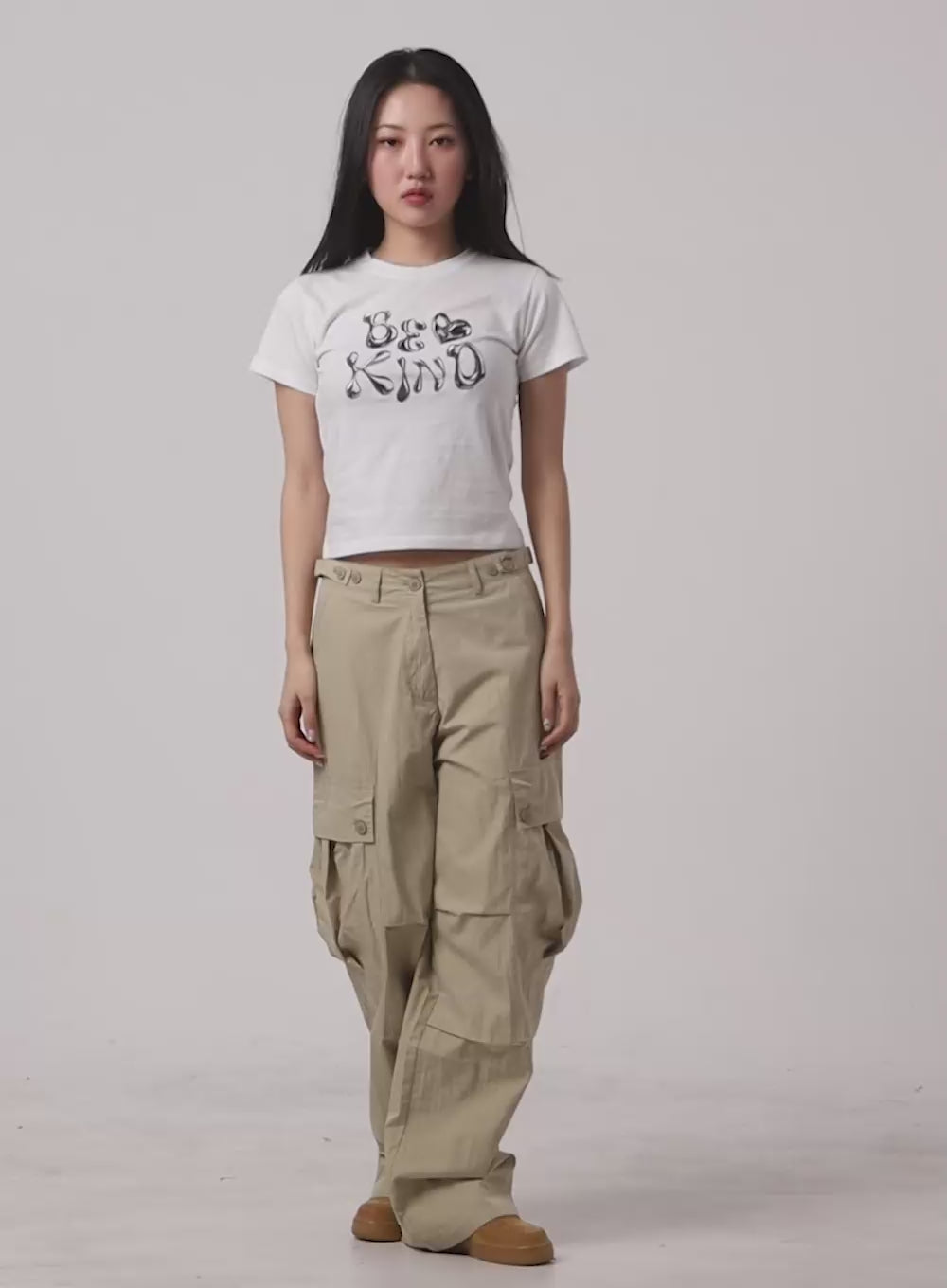 Pintuck Buttoned Cargo Pants CY403