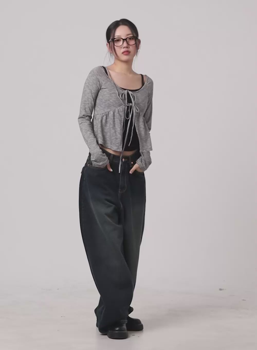 Washed Denim Baggy Jeans CA415