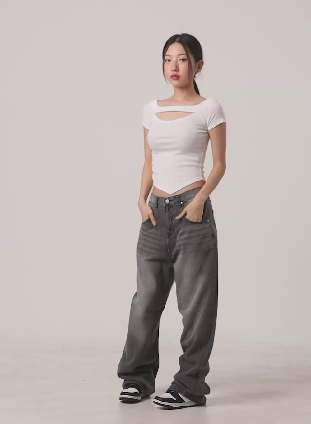 Cut Out Shirred Crop Tee CU420