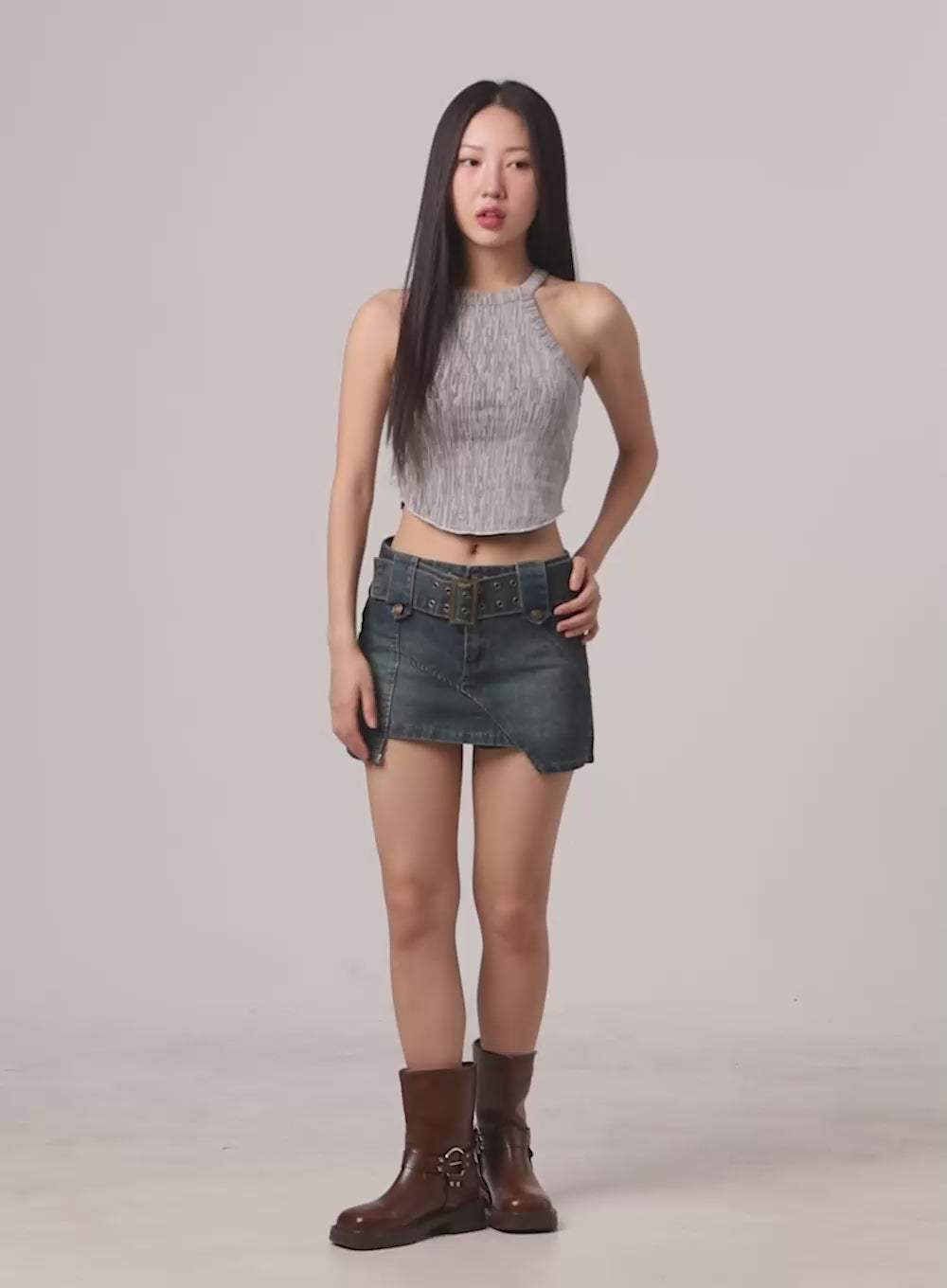 Halter Printed Crop Tank Top OL408
