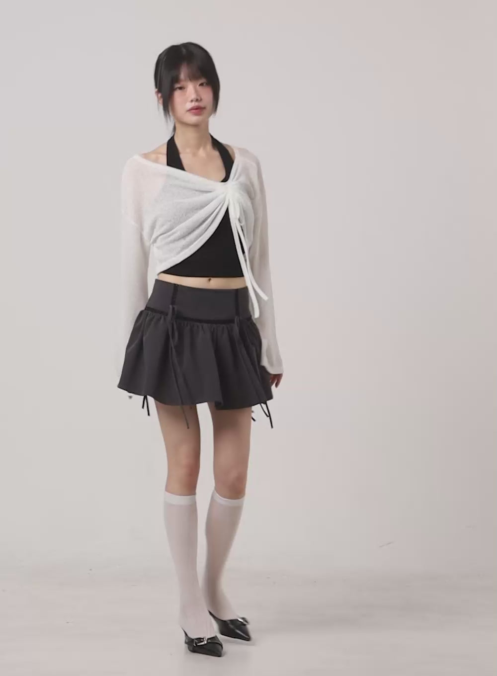 Ribbon Flare Mini Skirt CG402