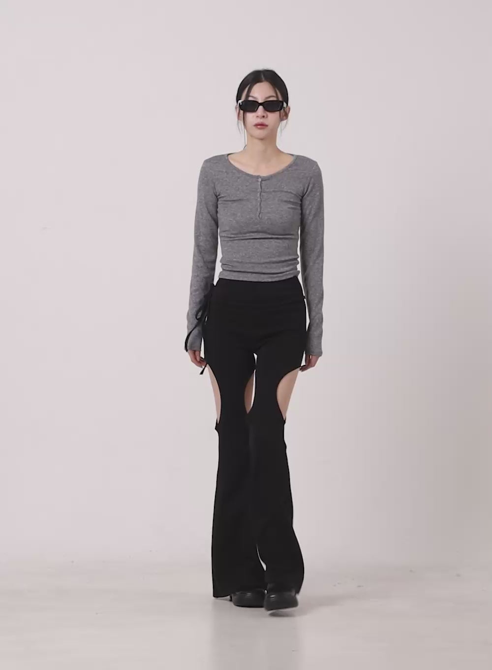 Back Cut-Out Slim-Fit Long Sleeve Top CJ521