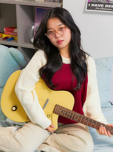 Two Color Knit Sweater OS27