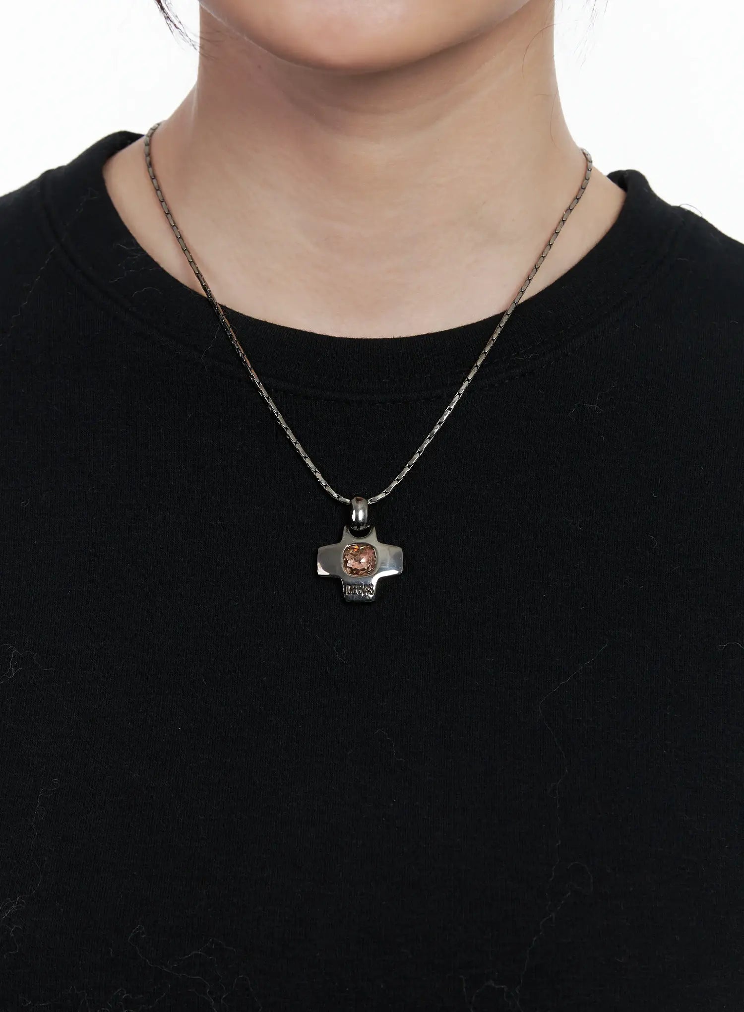 Cubic Cross Charm Necklace IN514