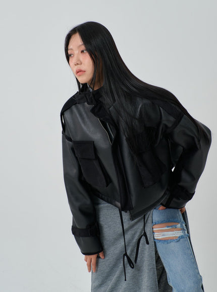 Oversized Cropped Shearling Jacket IJ320