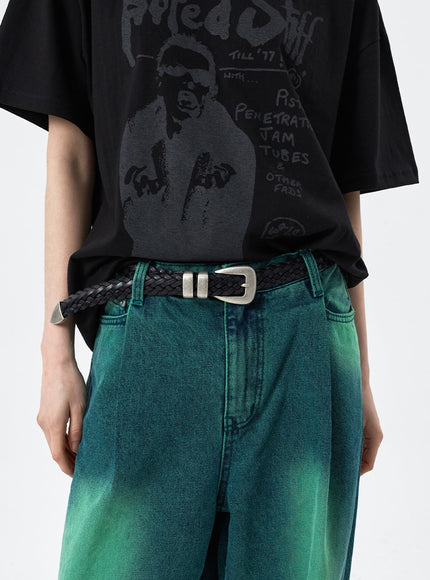 Woven Faux Leather Belt CM309