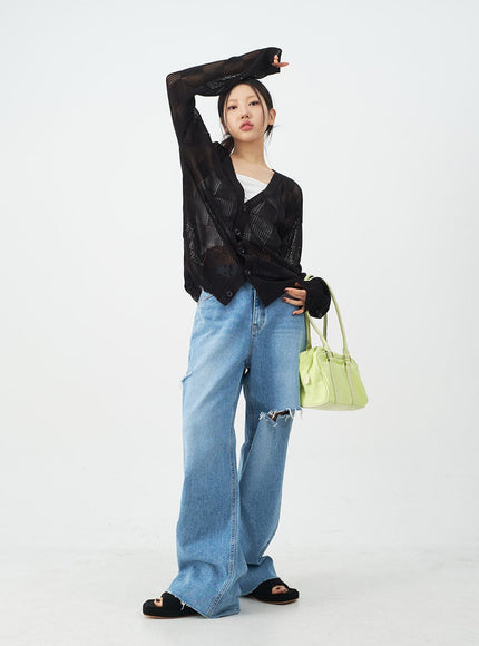 Checkered Oversized Cardigan CJ09