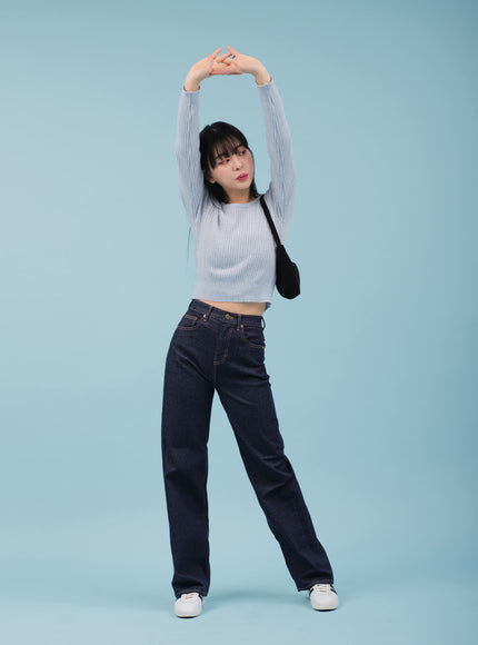 Ribbed Cropped Knit Top CM17