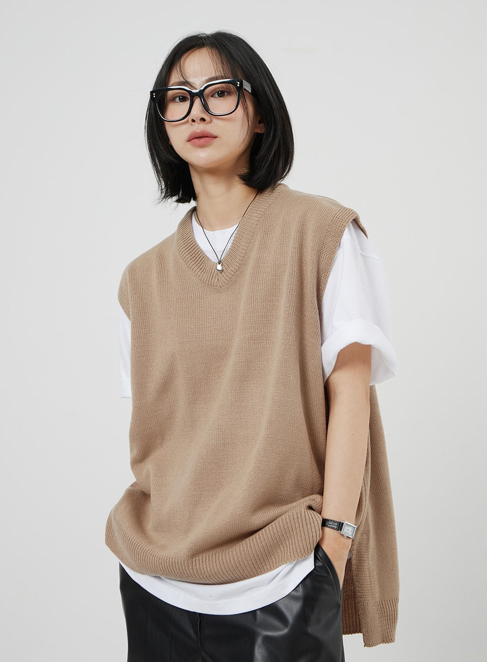 Oversized knit outlet vest