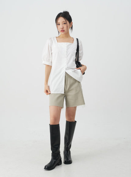 Square Neck Short Sleeve Blouse CY27