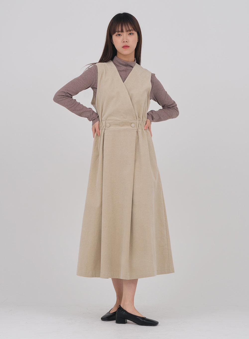 Corduroy Maxi Sleeveless Dress #1217o202